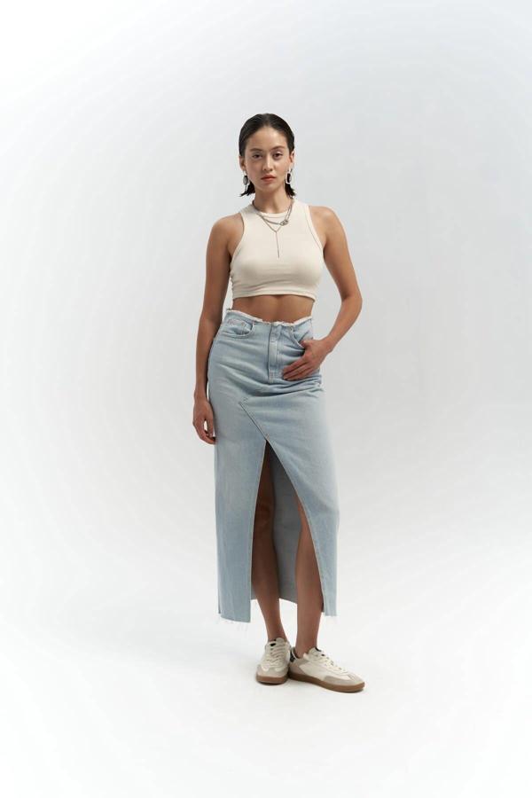 Arket Bel Detay Mavi Jean Etek - Image 1