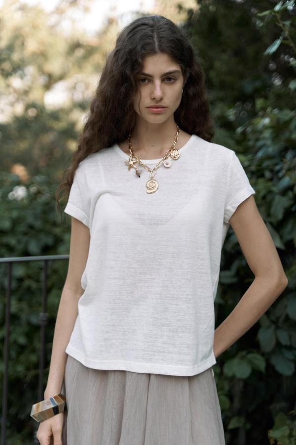 Suva Kısa Kol Ekru T-Shirt - Image 1