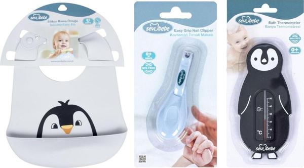 Sevi Bebe Bebek Bakım Seti ( Kavramalı Makas + Silikon Önlük + Banyo Derecesi )  - Image 1