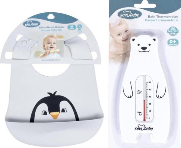 Sevi Bebe Bebek Bakim Seti ( Silikon Önlük + Banyo Derece )  - Image 1