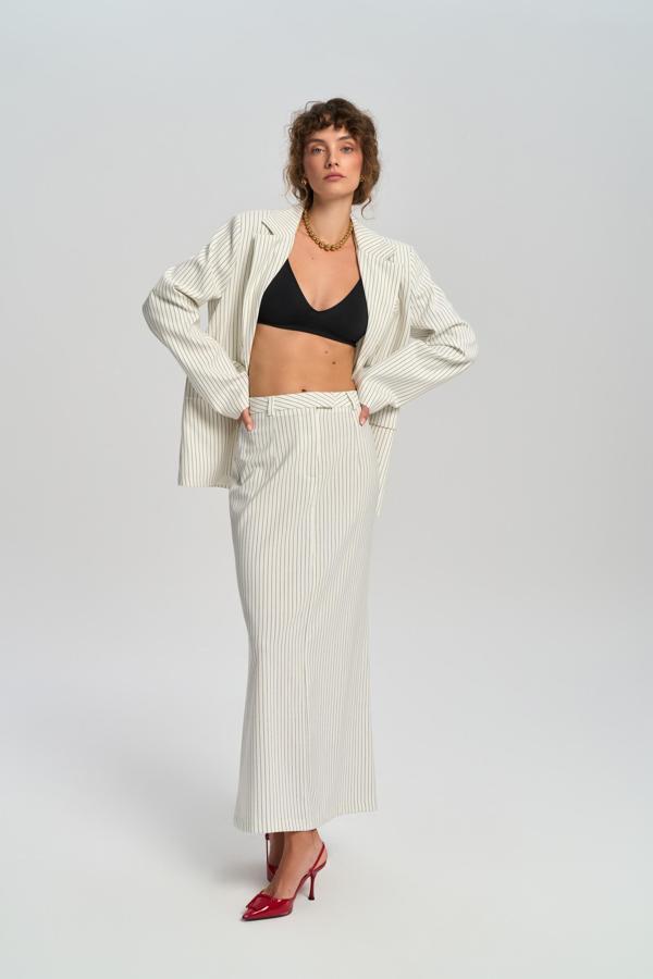 Bruno Çizgili Ekru Etek - Image 1
