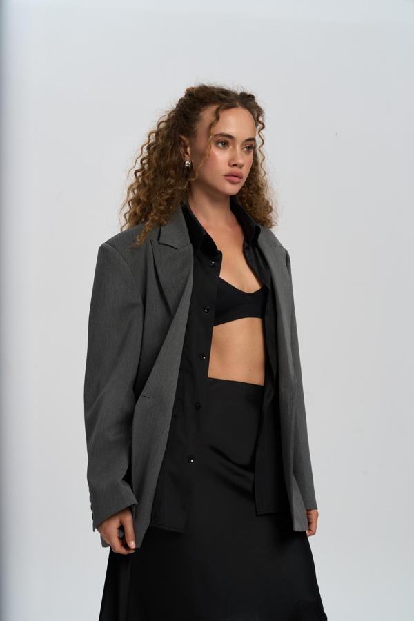 Catroux Gömlek Yaka Detaylı Füme Blazer - Image 1