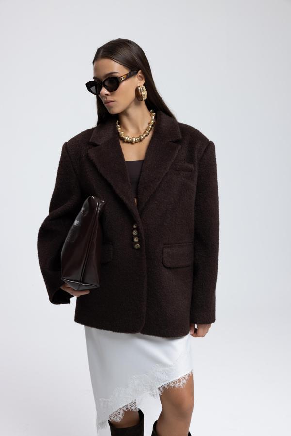 Proenza Koyu Kahve Blazer Ceket - Image 1