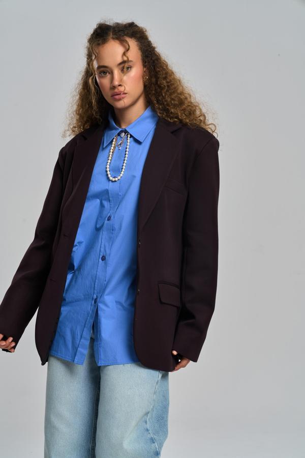 Emma Dikiş Detaylı Acı Kahve Blazer - Image 1