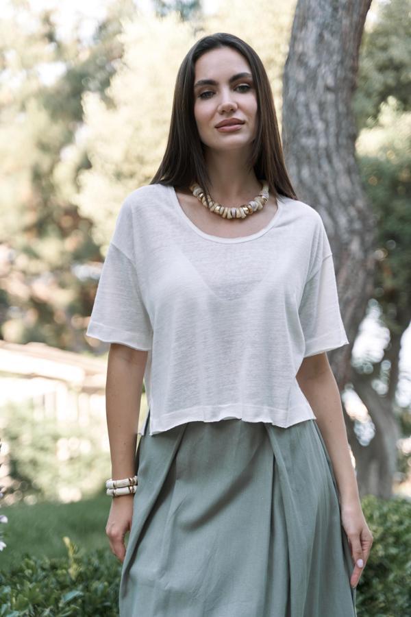 Ripley Yarım Kol Ekru T-Shirt - Image 1