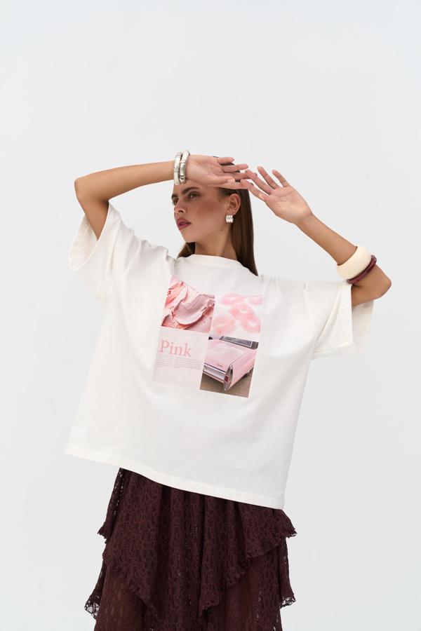 Ice Cream Oversize Beyaz T-Shirt - Image 1