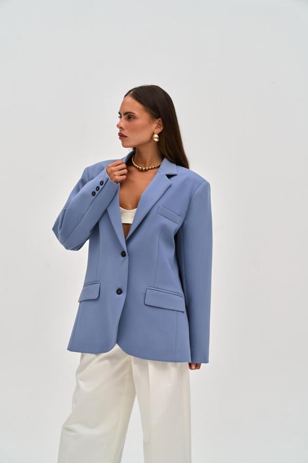 Emma Dikiş Detaylı Mavi Blazer - Image 1