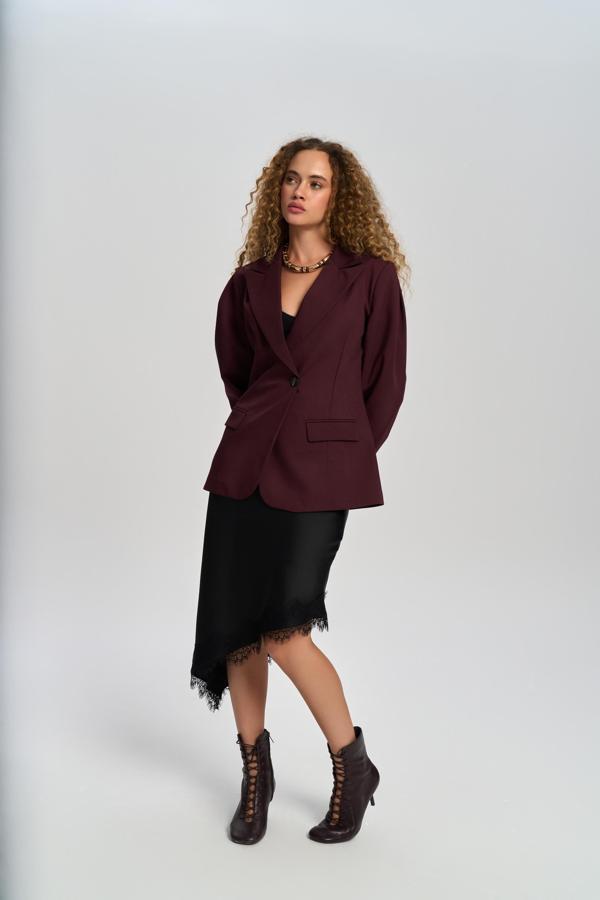 Briella Belden Oturtmalı Bordo Blazer - Image 1