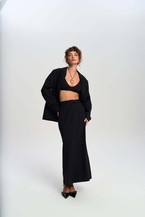 Bruno Çizgili Lacivert Etek - Image 1