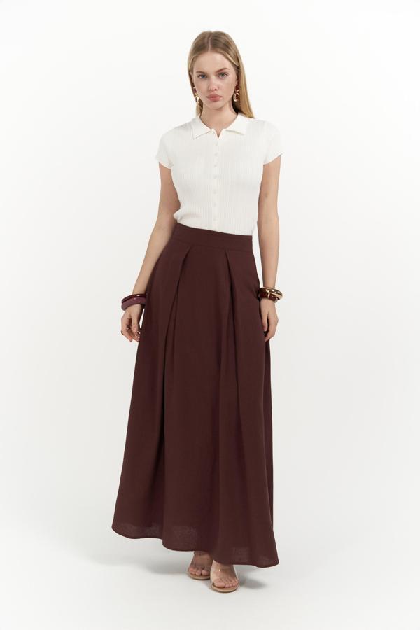 Mombasa Pile Detay Bordo Etek - Image 1