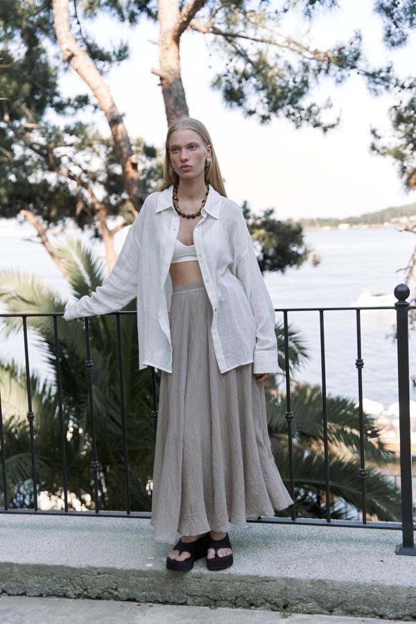 Seonag Volanlı Vizon Uzun Etek - Image 1