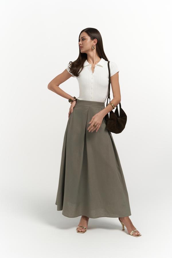 Mombasa Pile Detay Haki Etek - Image 1