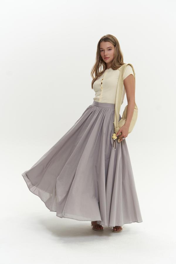Faylinn Pileli Uzun Gri Etek - Image 1