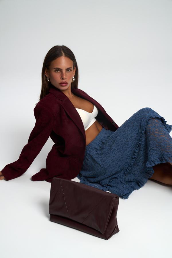 Mireya Asimetrik İndigo Dantel Etek - Image 1