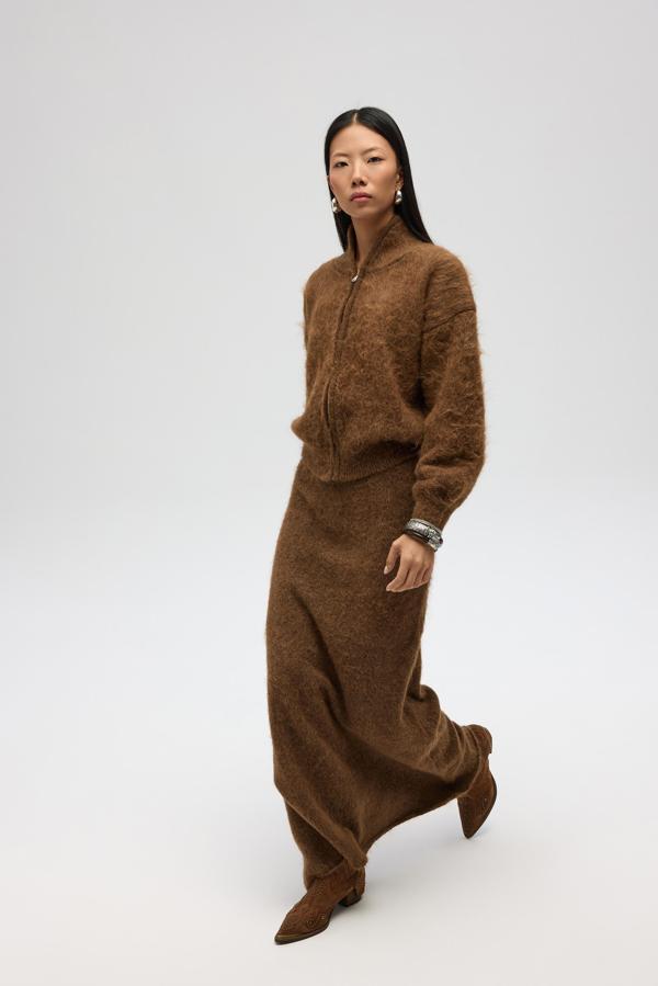 Nivra Açık Kahve Uzun Triko Etek - Image 1