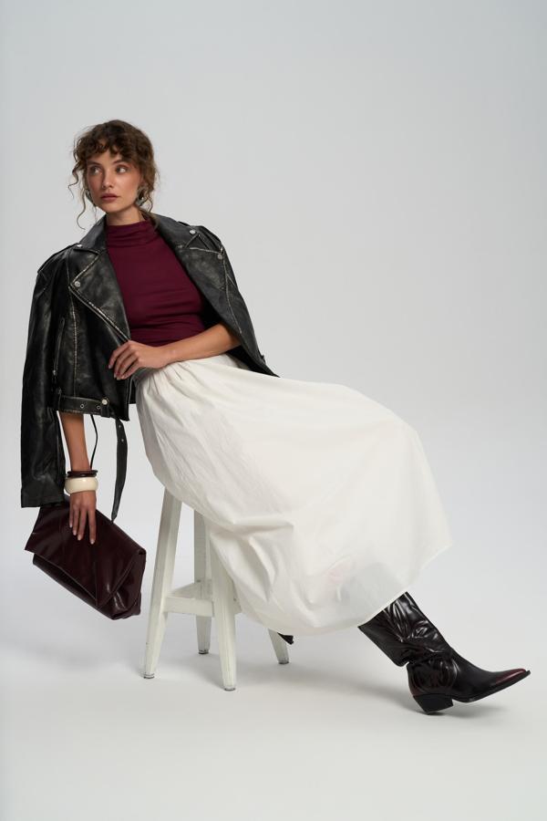 Rhea Köprü Detay Uzun Ekru Etek - Image 1