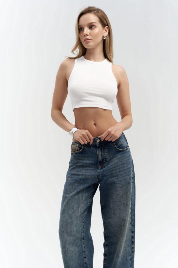 Fleur Fitilli Halter Yaka Beyaz Crop - Image 1