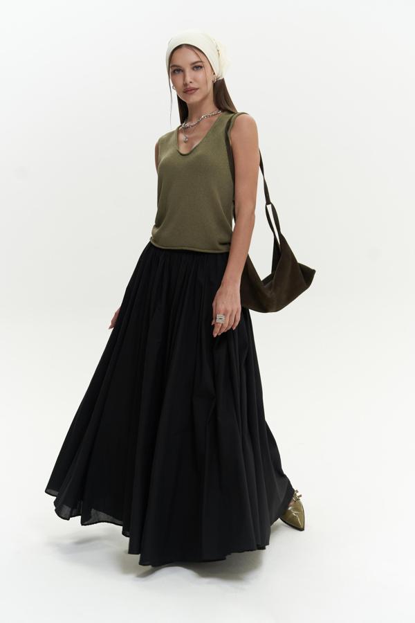 Faylinn Pileli Uzun Siyah Etek  - Image 1