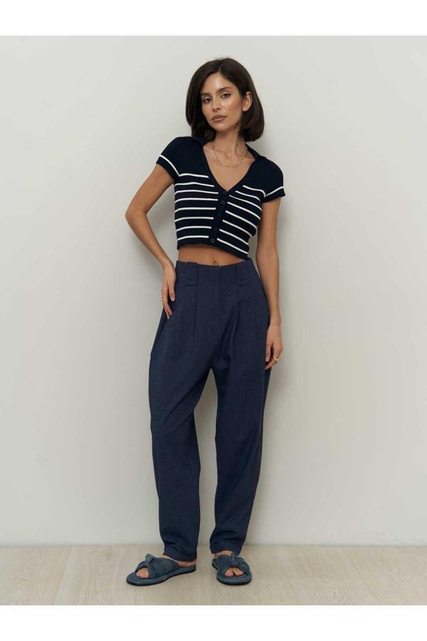 Carrot Lacivert Keten Pantolon - Image 1