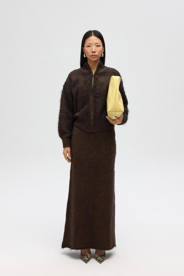 Nivra Kahve Uzun Triko Etek - Image 1