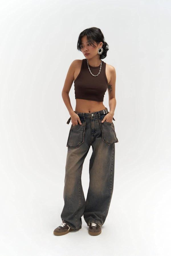 Gatlin Kirli Gri Cep Detay Jean Pantolon - Image 1