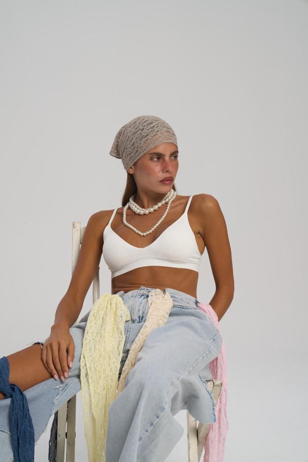 Miray Üçgen Kesim Vizon Dantel Bandana - Image 1