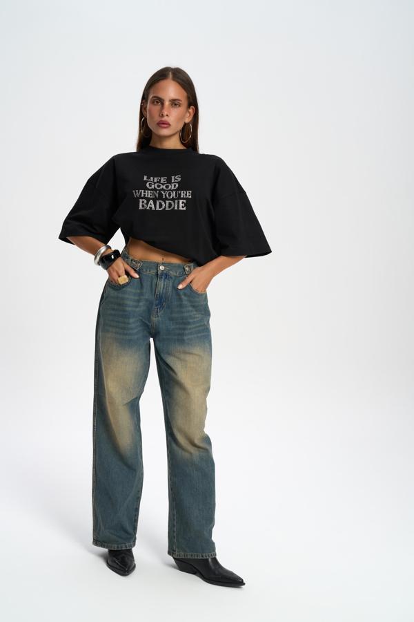 Port Kemer Detaylı Kirli Mavi Jean Pantolon - Image 1