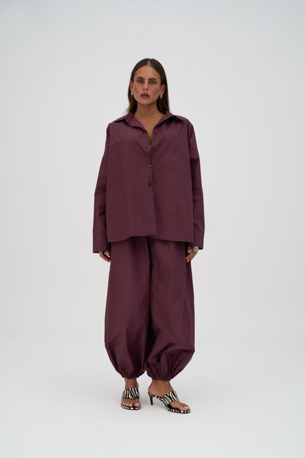 Velora Bordo Poplin Şalvar Pantolon - Image 1