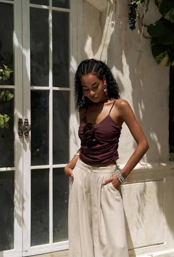 Tia Gül Detay Bordo Crop - Image 1