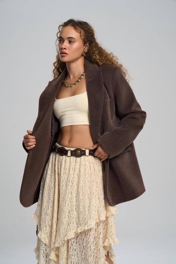 Runa Oversize Kahve Blazer - Image 1