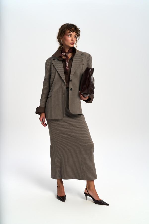 Bruno Çizgili Füme Etek - Image 1