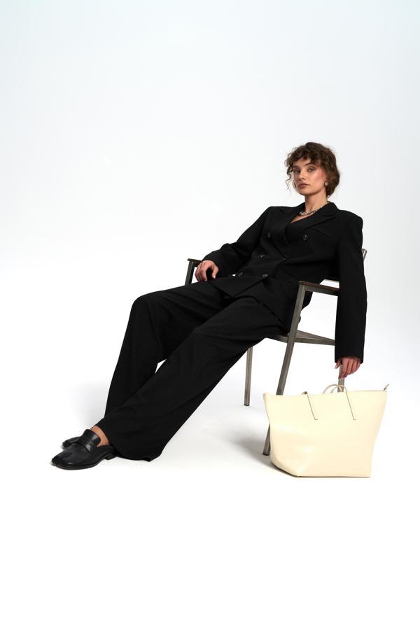 Bianda Çizgili Siyah Pantolon - Image 1