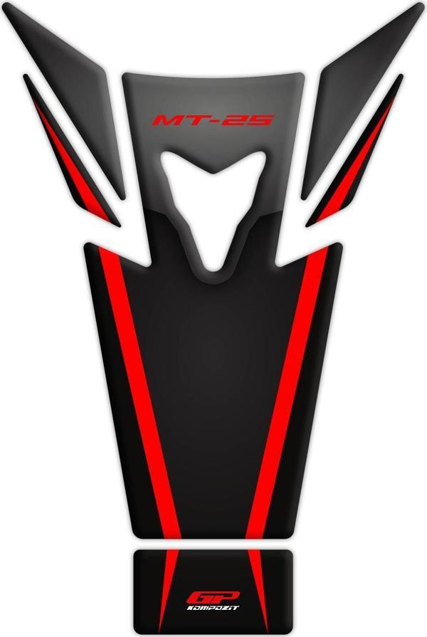 GP Kompozit Yamaha MT-25 2015-2019 Uyumlu Tank Pad Seti Siyah-Kırmızı - Image 1