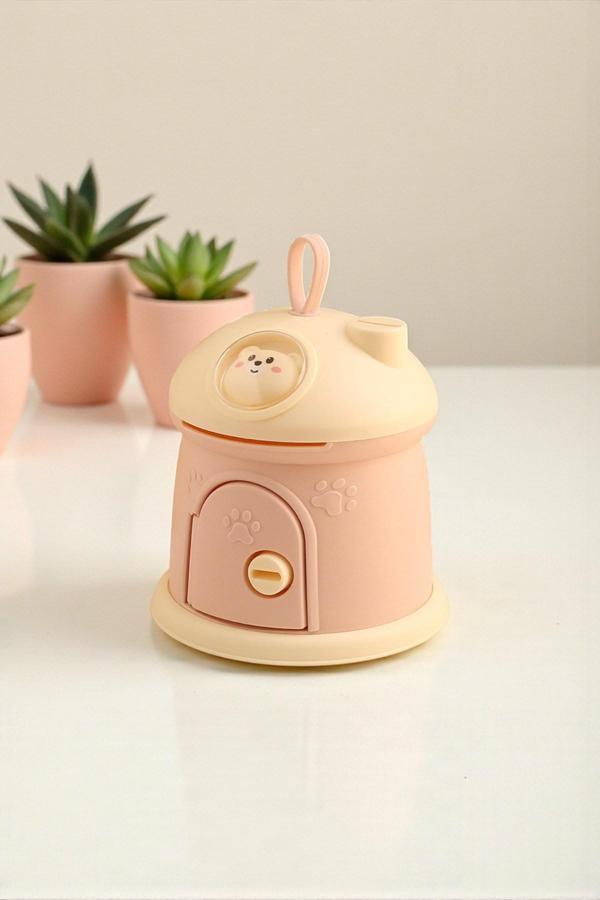 LED Işıklı Pofuduk Kedi Kumbara – Sticker Hediyeli Sevimli Çocuk Gece Lambası 17x17 cm - Image 1