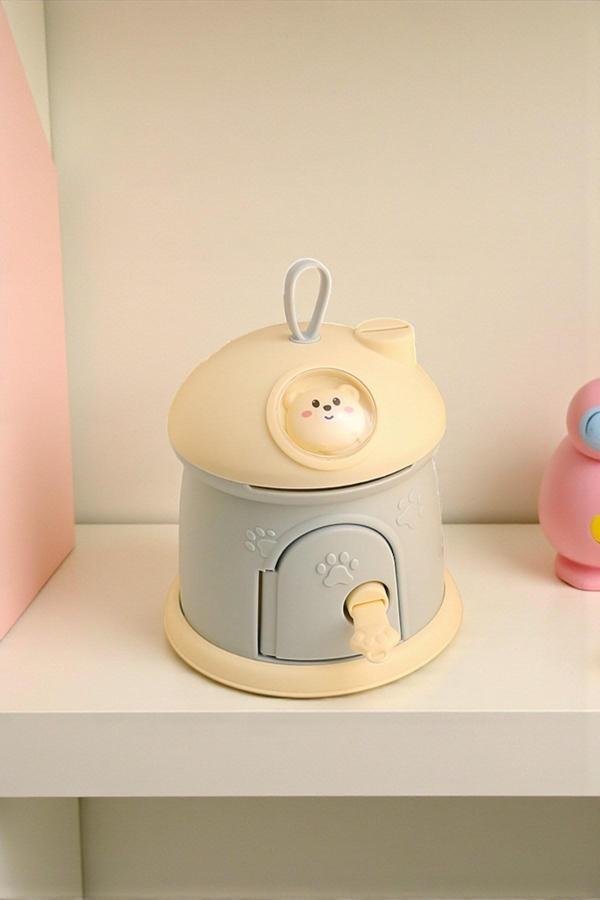 Mavi Renk LED Işıklı Pofuduk Kedi Kumbara – Sticker Hediyeli Sevimli Çocuk Gece Lambası 17x17 cm - Image 1