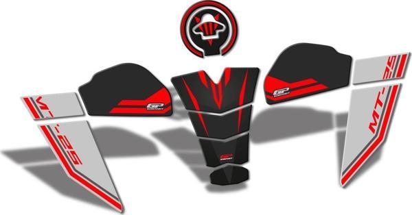 GP Kompozit Yamaha MT-25 2020-2023 Uyumlu Tank Pad Seti Kırmızı - Image 1