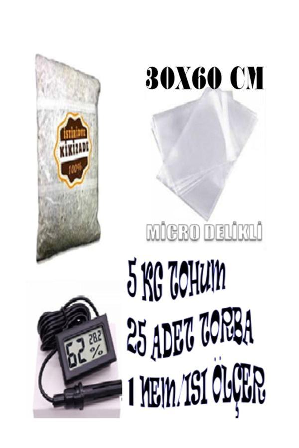 Tohumcu Kikizade Istiridye Mantarı Başlangıç Seti ( 1 Kg Tohum ) Nem Ölçer 5 Adet Micro Delikli Torba Hediyeli - Image 1