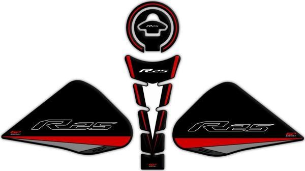 GP Kompozit Yamaha R25 2015-2018 Uyumlu Tank Pad Seti Kırmızı - Image 1