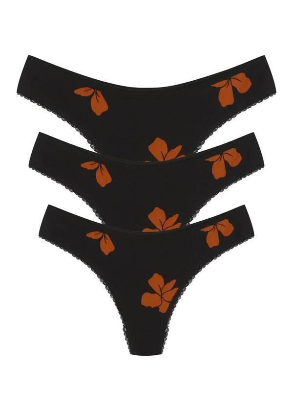 Pamuklu 3lü Tanga Külot Siyah - Image 1