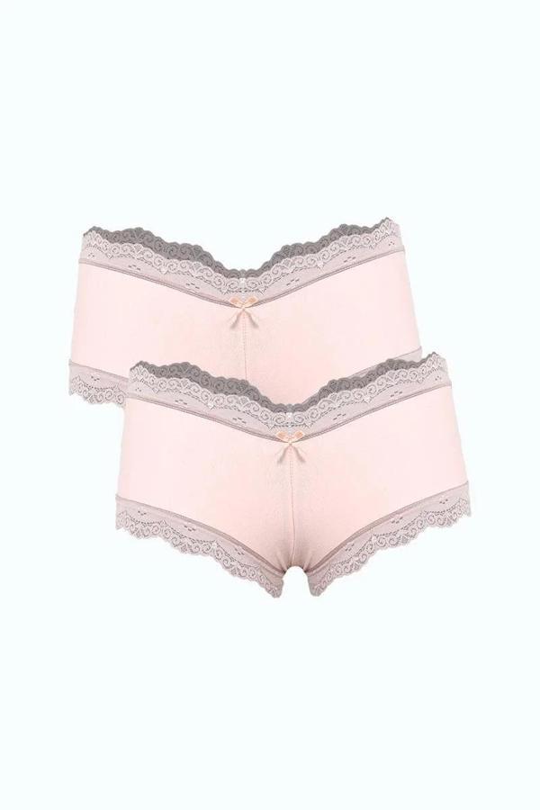 Kadın Pamuklu 2li Boxer Pudra - Image 1