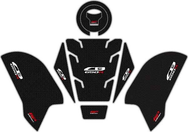 GP Kompozit Honda CB650R 2019-2023 Uyumlu Tank Pad Seti Karbon - Image 1