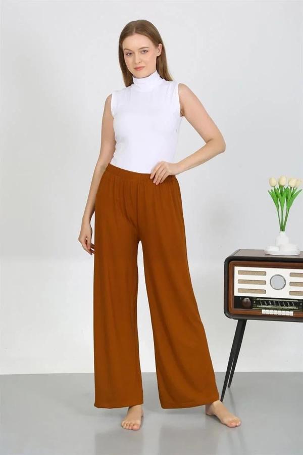 Kadın Bürümcük Kumaş Hafif-Esnek Pantolon 210074 Kahve - Image 1