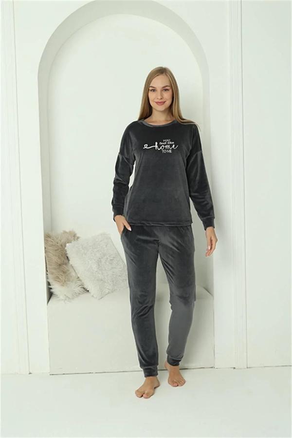 Kadın Kadife Füme Pijama Takım - Image 1