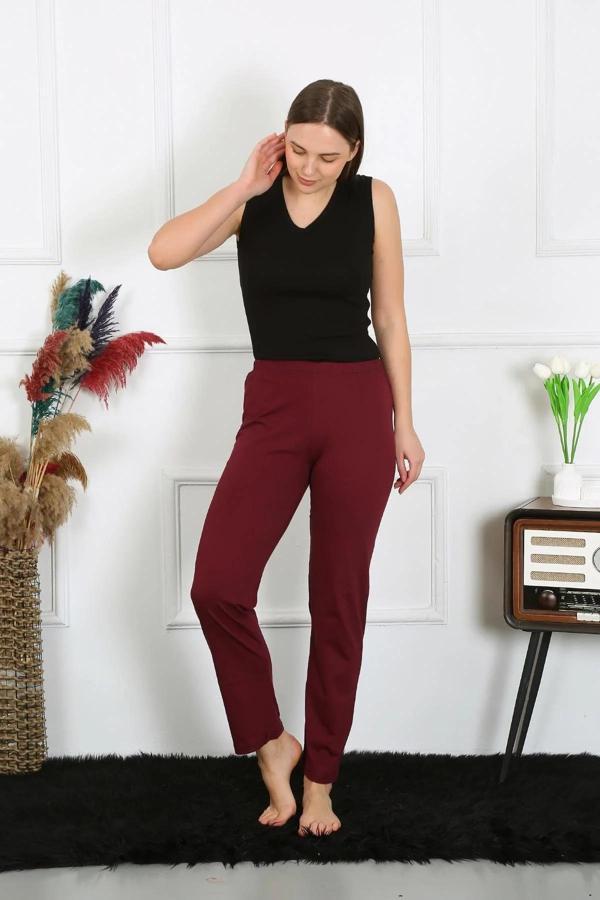 Kadın Pamuk Penye Tek Alt Pijama Bordo - Image 1