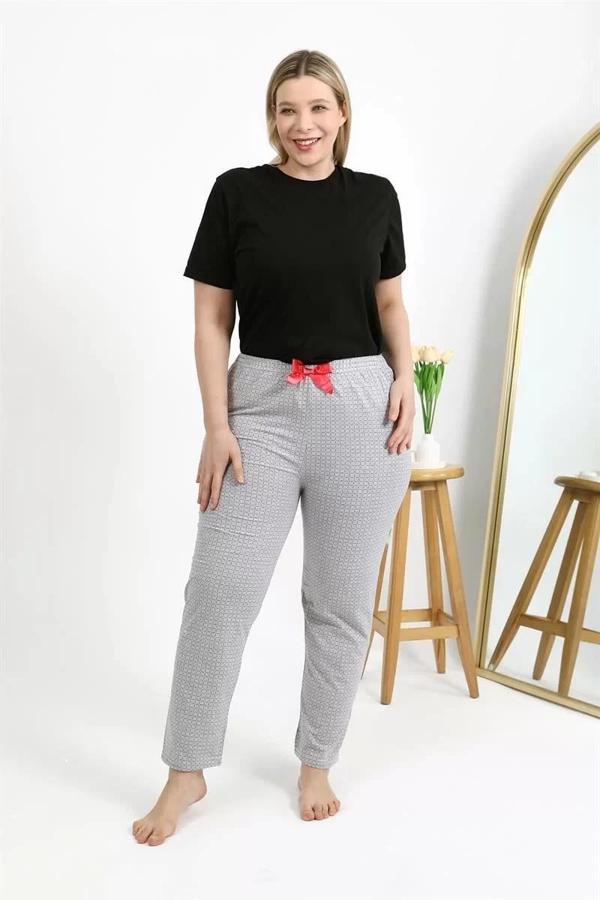 Kadın Pamuklu Büyük Beden Alt Pijama Gri - Image 1