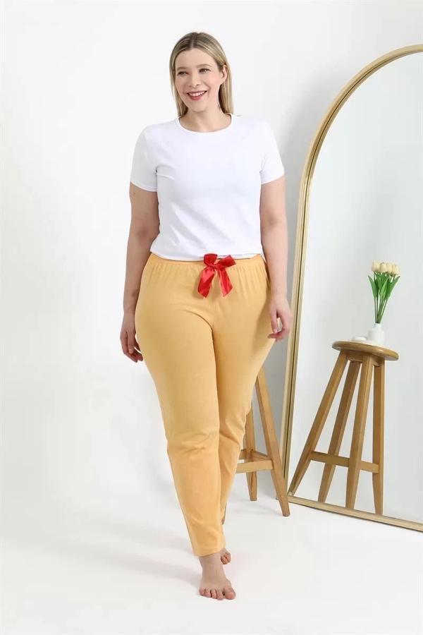 Kadın Pamuklu Büyük Beden Alt Pijama Sarı - Image 1