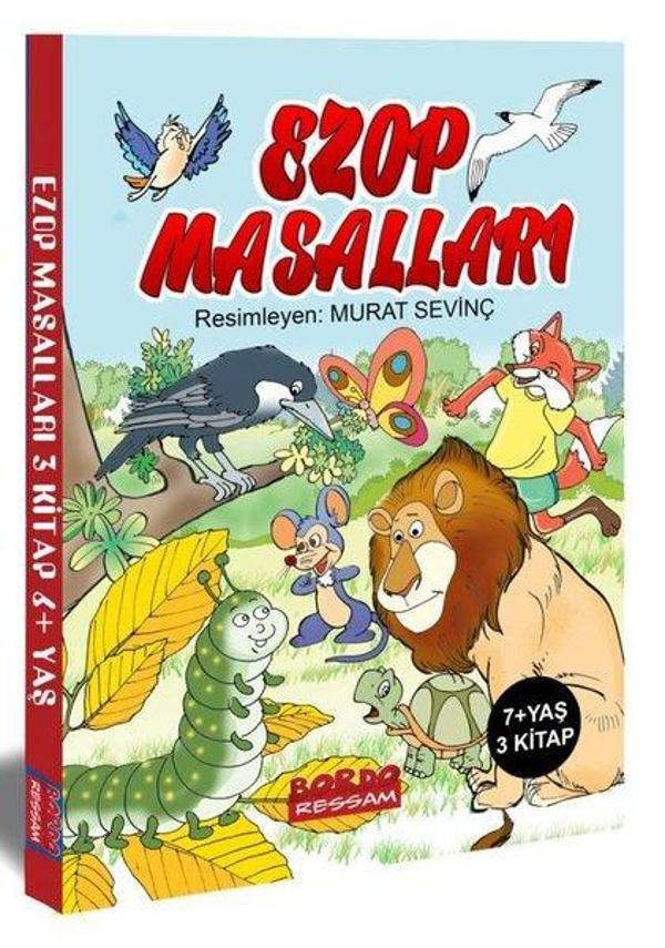 Ezop Masalları Resimli Okumayı Öğrendim Serisi Seti - 3 Kitap Takım - Bordo Ressam - Image 1