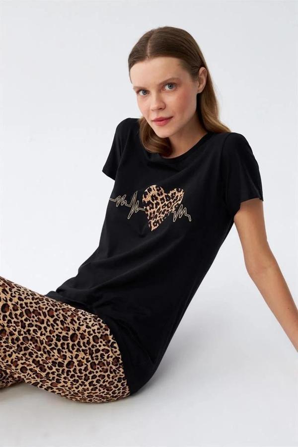 Kadın Penye Kısa Kol Pijama Takım 4128 - Image 1