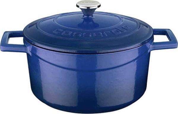Lava 22 Cm Yuvarlak Folk Döküm Demir Tencere Mavi - Image 1