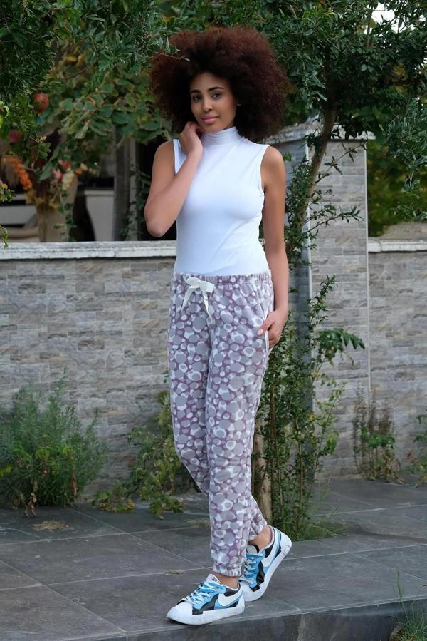 Kadın Welsoft Polar Tek Alt Pijama Mor - Image 1